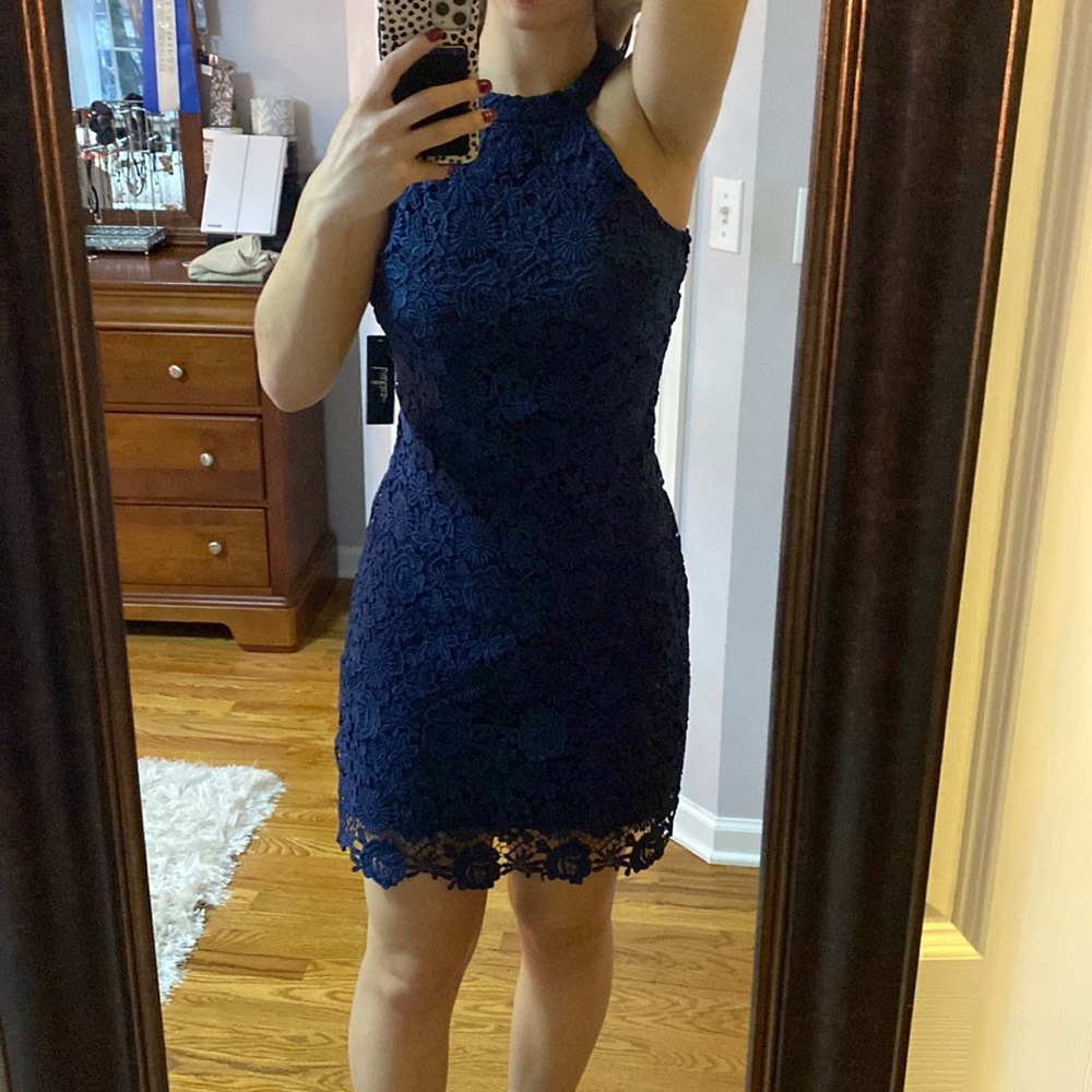navy lace dress
